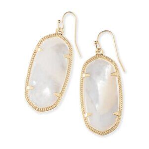 Kendra Scott Elle Gold Drop Earrings in Ivory Mother-of-Pearl